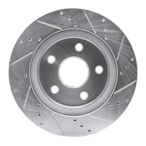 Jeep J8 Brake Rotor (1) - Front Left - R1 Concepts - Drilled & Slotted - Silver - `08-`12